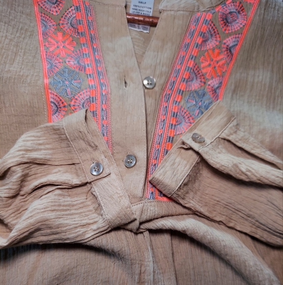 Boho Beige Gauzey Beachy Cotton Maxi Dress - Picture 5 of 6